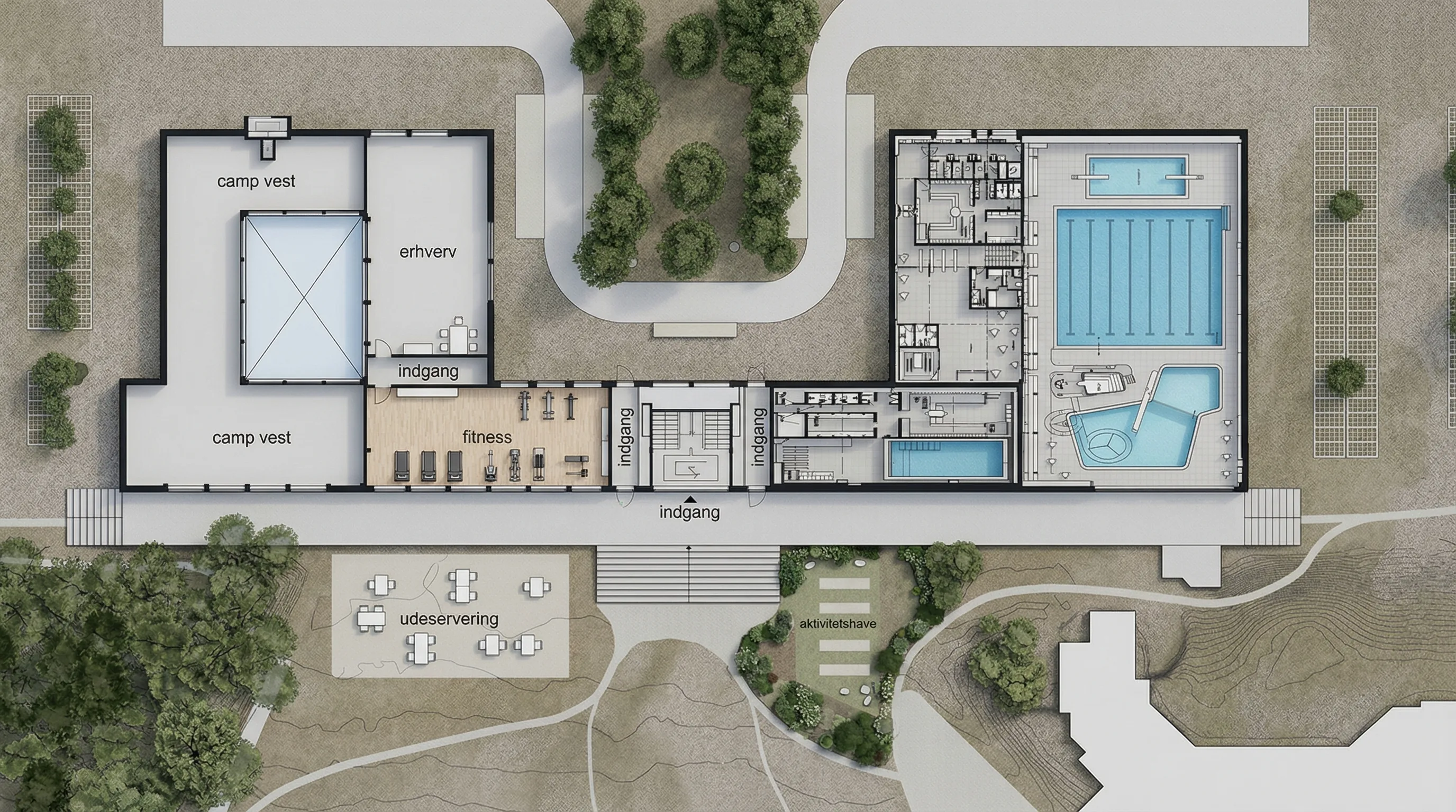 Plan og snit for projektet